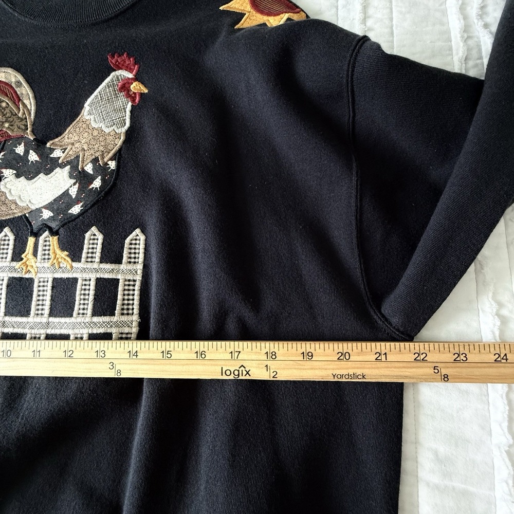 Vtg Rooster Graphic Sweatshirt Womens XL Farm Cottage Bird Country USA Deadstock - Picture 5 of 10